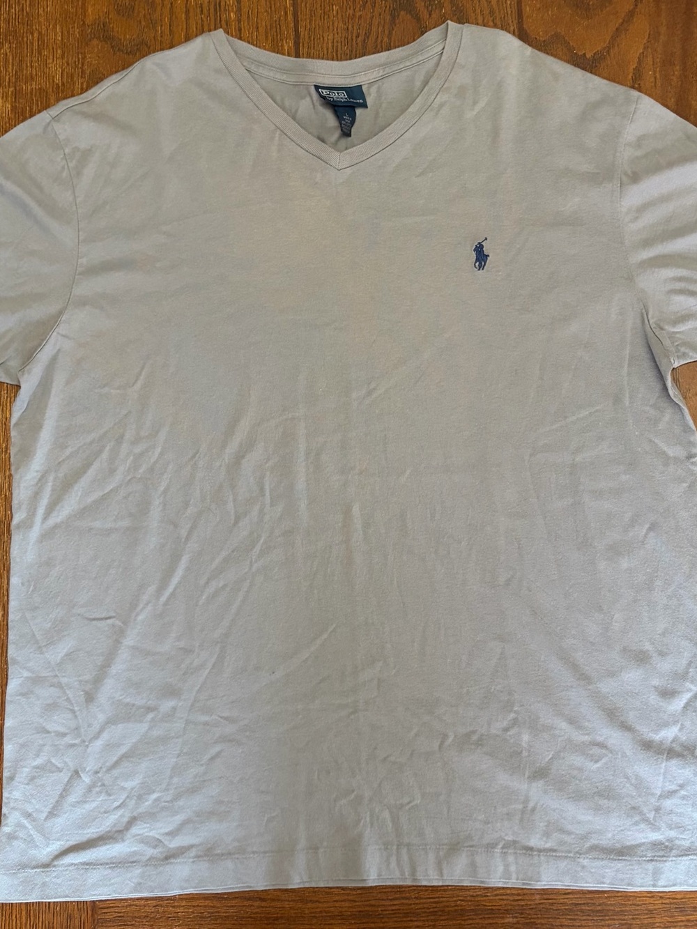Ralph Lauren Men’s Light Gray V-Neck Tee with Navy Pony Size L